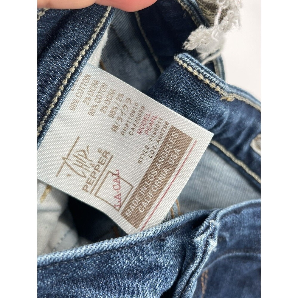 Chip & Pepper 28 Bootcut Jeans Women Blue Medium Wash Low Rise Distressed USA - Picture 9 of 9